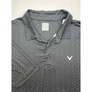 Callaway Opti Dri Golf Polo Mens XXL Golf Clubs Logo Allover Print Black Stretch